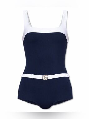 GUCCI GG logo belted swimsuit